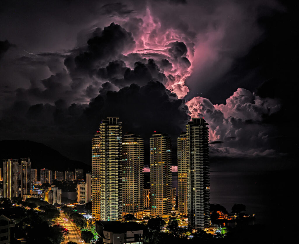 Lightning in the Strait of Malacca