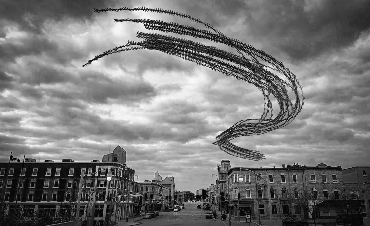 Wings Over Concrete: Urban Birds’ Interlaced Flight Through City Streets by Raghuvamsh Chavali